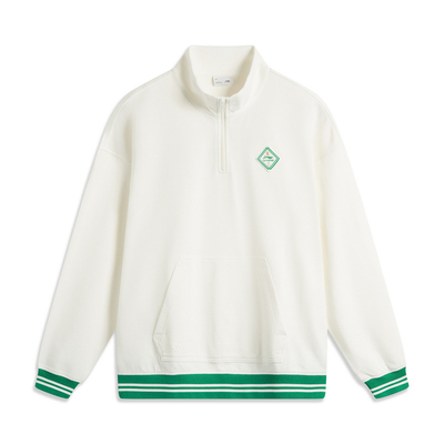 李宁卫衣秋男运动潮流系列时尚简约宽松套头立领卫衣AWDU649-B品