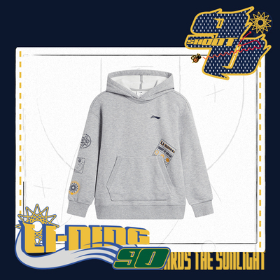 李宁卫衣男童冬季篮球系列时尚加绒宽松套头连帽卫衣YWDT325-B品