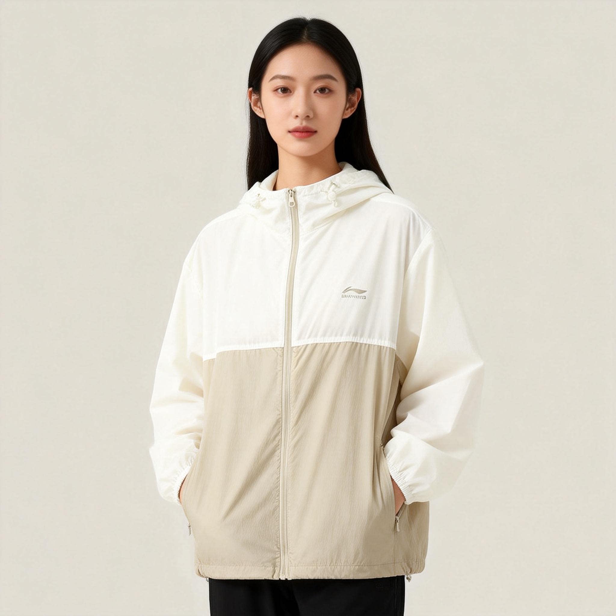 李宁运动生活系列女子春秋户外休闲简约百搭外套风衣AFDV864