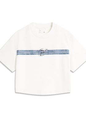 LI-NING/李宁运动潮流系列女子休闲紧身短袖T恤AHSU752-B品