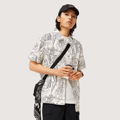 ASHU237 衬衫 B品 满印亲肤翻领休闲短袖 李宁运动潮流系列男子时尚