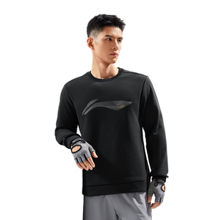 李宁男子运动休闲健身系列常规型套头无帽卫衣AWDU567 B品