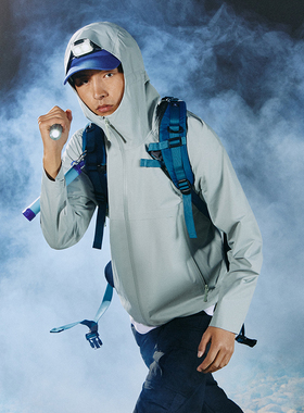 李宁CF溯万龙甲男女同款反光防泼水连帽拉链冲锋衣ACFU005-B品