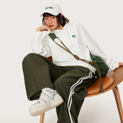 李宁运动潮流系列女子春秋套头连帽卫衣宽松型运动服AWDU596-B品