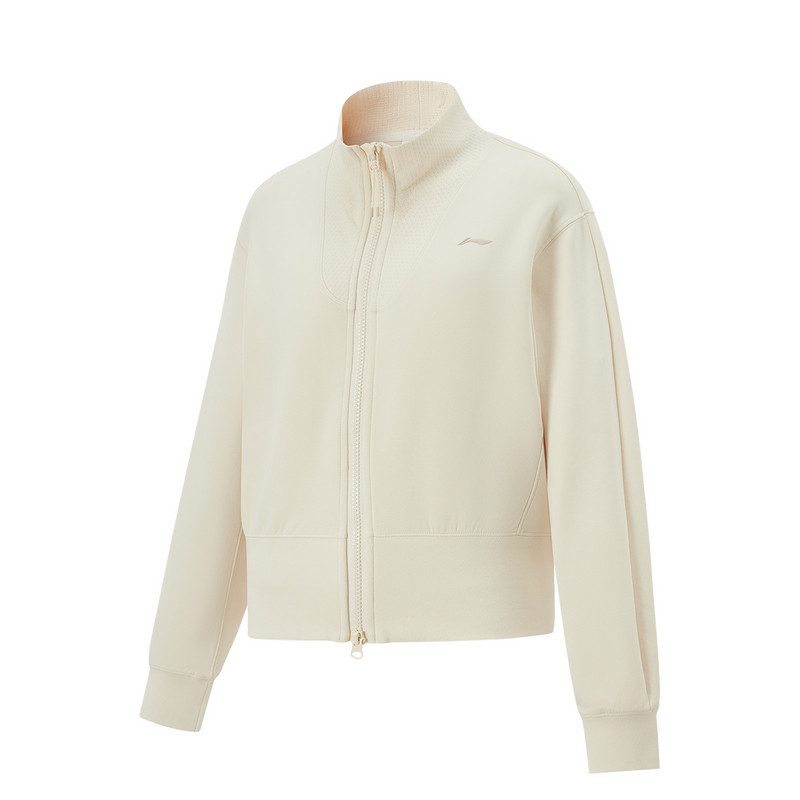 李宁卫衣春女健身系列舒适透气简约百搭宽松开衫无帽卫衣AWDV602-