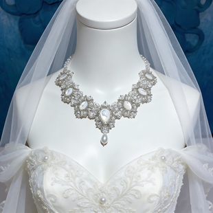 卢浮宫花嫁串珠项链材料包保色婚纱礼服闺蜜女友礼物可定制套装