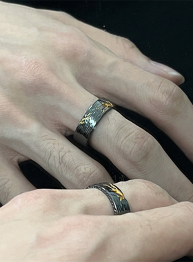 流金做旧款男戒指开口可调节嘻哈