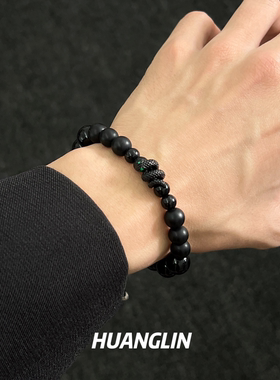 黑色珍珠缠绕蛇手链轻奢个性