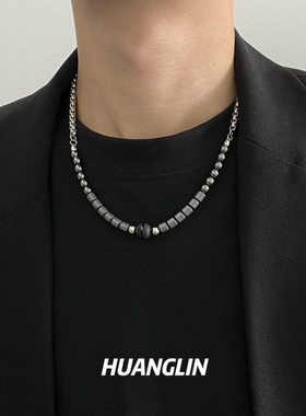 不规则时尚碎银小众黑玛瑙轻奢