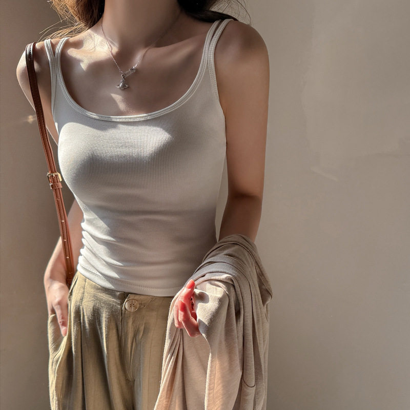 双肩带设计感纯色打底吊带背心女内搭性感百搭修身显瘦春夏季上衣