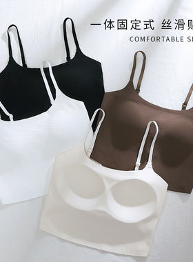 无痕小吊带背心女夏季短款白色美背带胸垫内搭外穿抹胸打底衫上衣