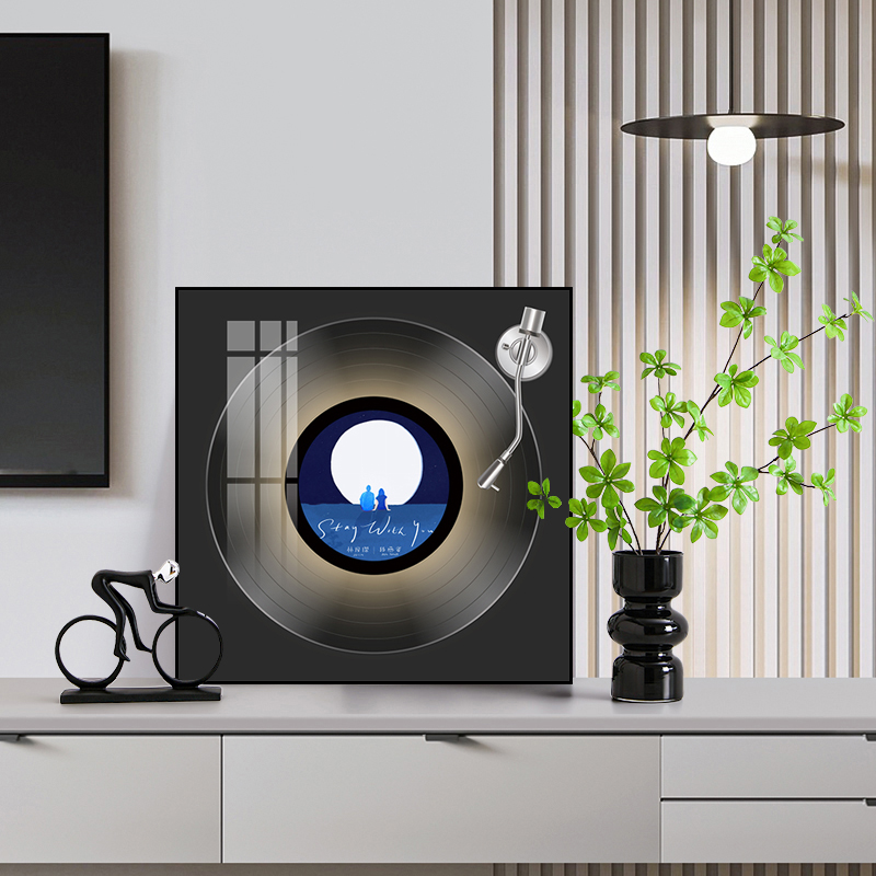 现代简约黑胶唱片装饰画孙燕姿客厅卧室挂画黑科技蓝牙音响摆件画