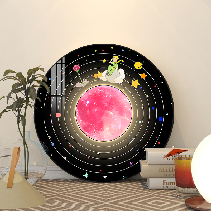 小王子发光装饰画客厅卧室高级感蓝牙音响立体挂画黑胶唱片摆件画