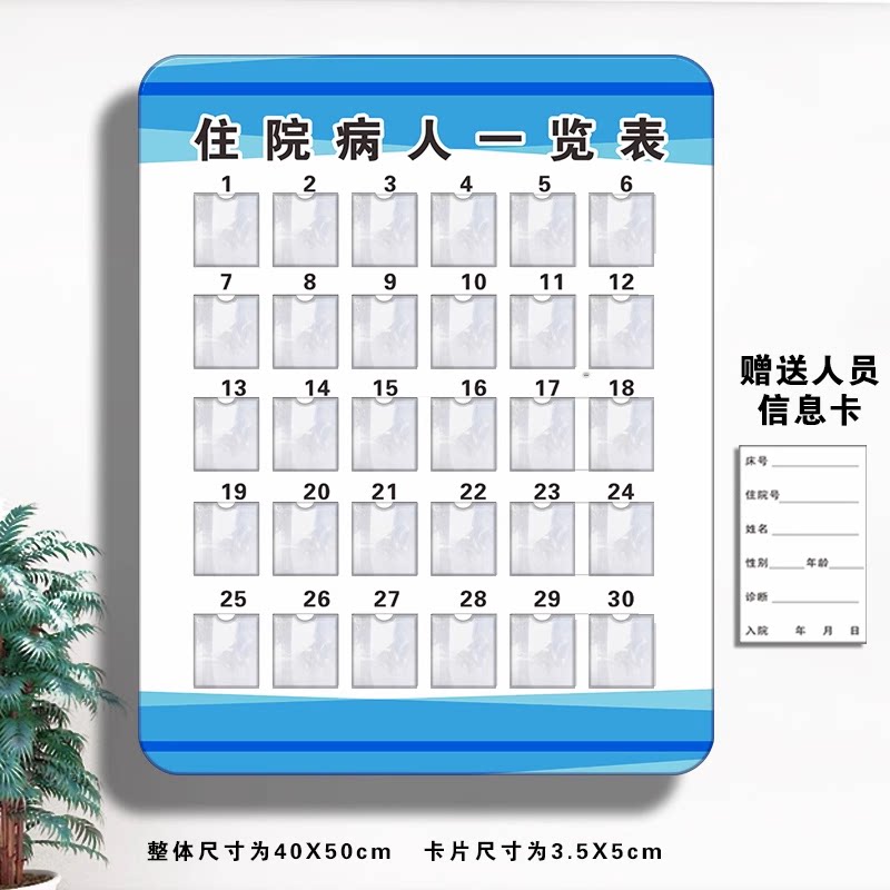医院住院病人一览表公示栏
