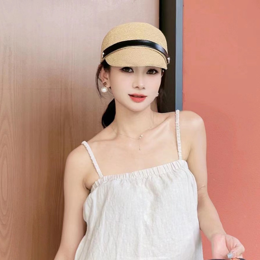 韩版草帽女夏优雅气质马术帽户外出游防晒遮阳帽显脸小鸭舌贝雷帽