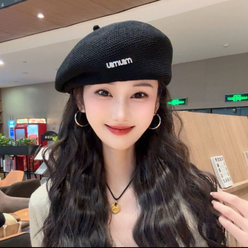 新款定型镂空贝雷帽女春夏季