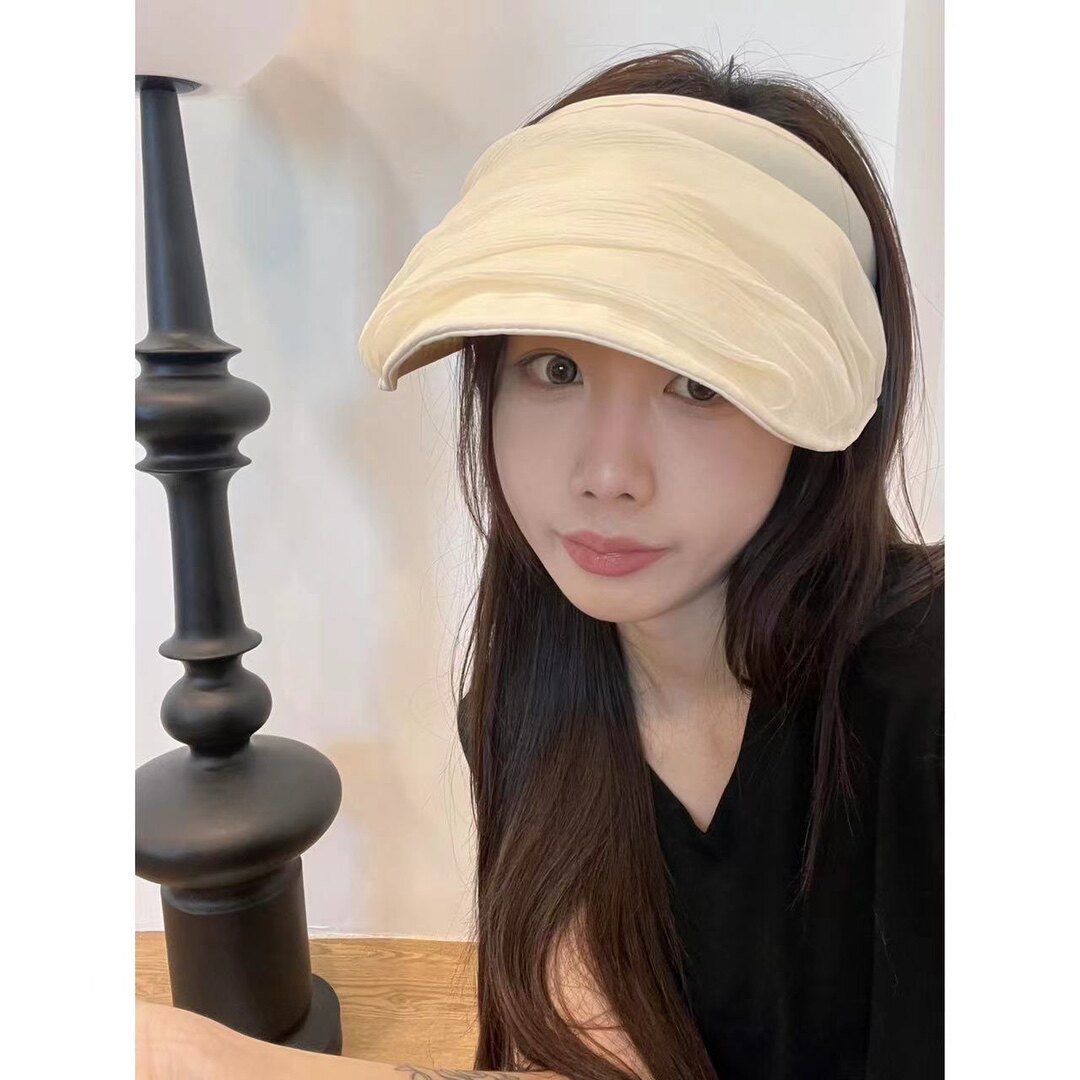 升级欧根纱设计防晒帽女可拆卸发箍空顶帽气质优雅蕾丝夏季遮阳帽