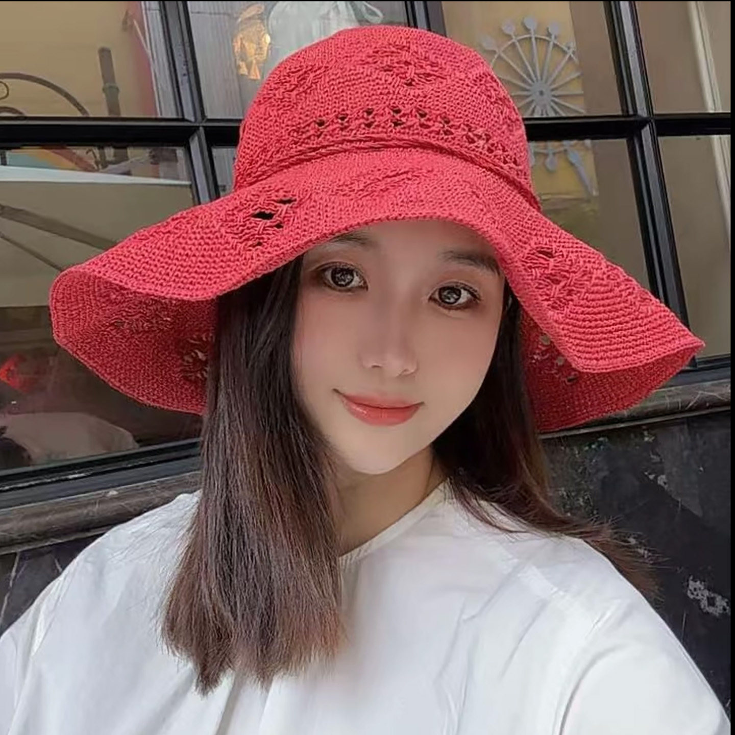 手工编织马兰花纹夏女度假可折叠