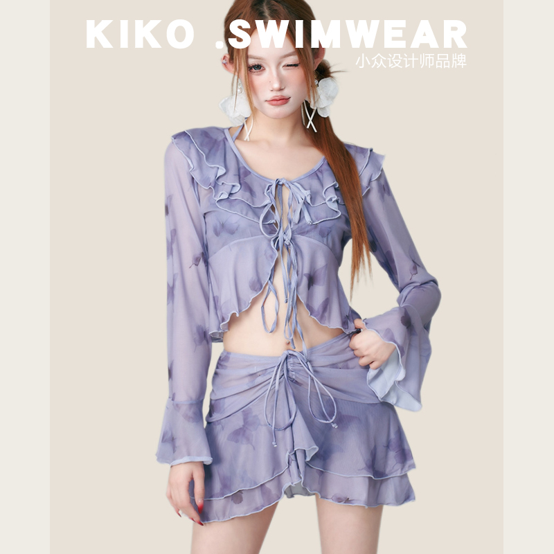 淑惠kiko泳衣女2024新款爆款分体长袖防晒女款泡温泉纯欲风高端