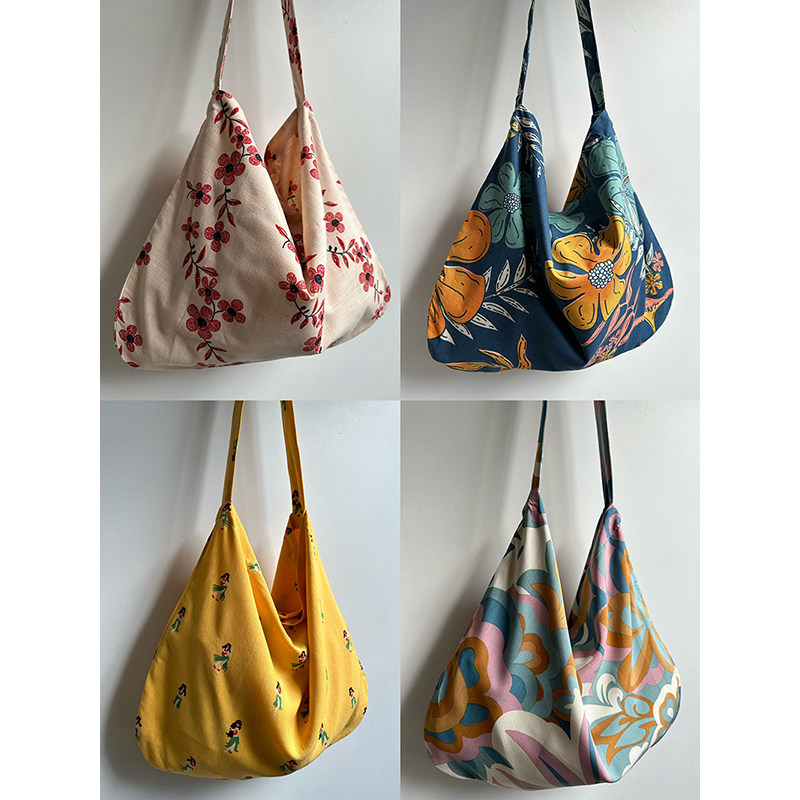 原创小清新emis包包轻便大容量布袋斜跨布包法式明星同款春夏碎