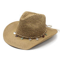 Bohemian cowboy Straw hats for men and women, summer western cowboy beach hats, sun protection straw hats thumbnail 4