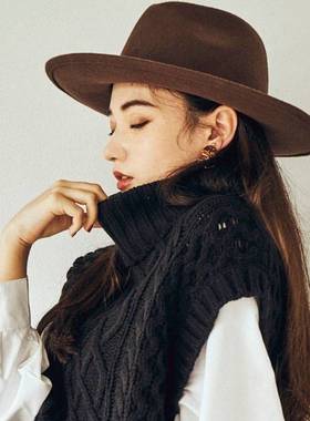 60CM大头围礼帽秋冬季欧美复古爵士帽男女潮毛呢帽子 Fedora Hat