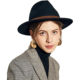 民族风女爵士礼帽秋冬新款 女毛呢帽子简约呢毡大檐帽Fedora Hat