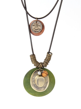 复古多层合金项链女棉麻毛衣链