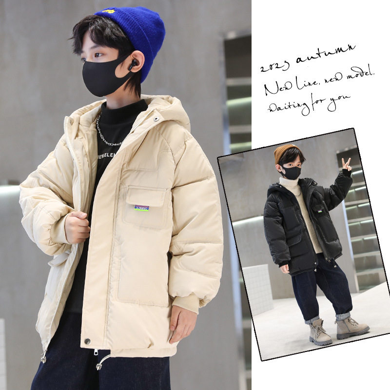 男童秋冬季外套男大童初中生加绒棉衣儿童加厚羽绒棉服男孩冬装潮