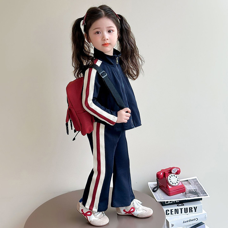 小女孩外套卫衣春装运动女宝宝喇叭裤套装女童洋气两件套韩版春秋