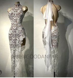 好舞伴GOODANPAR定制拉丁比赛服艺考伦巴恰恰牛仔表演蕾丝花裸服