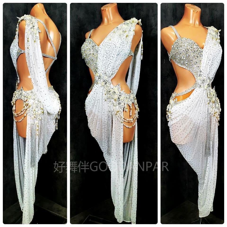 拉丁比赛服艺考伦巴恰恰牛仔表演舞蹈服流苏性感长款露大腿