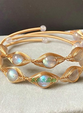 天然原创风14k包金手工拉长石