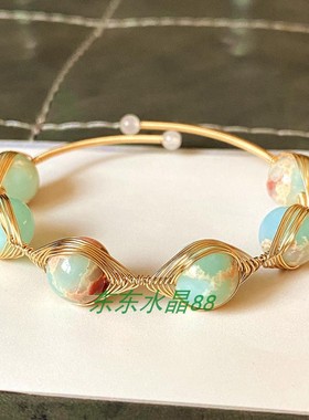 原创款14k包金绕线蓝色寿山石