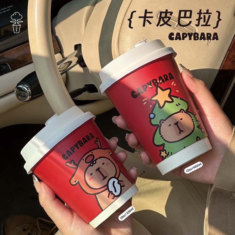 圣诞节高档中空纸杯双层加厚杯子