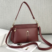 真皮女包2025新款 百搭中年妈妈单肩斜挎小包包软皮大容量背包 时尚