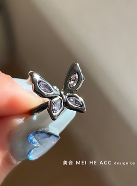 独特的枪黑色蝴蝶耳骨夹千禧辣妹y2k风格潮人暗黑系无耳洞耳夹