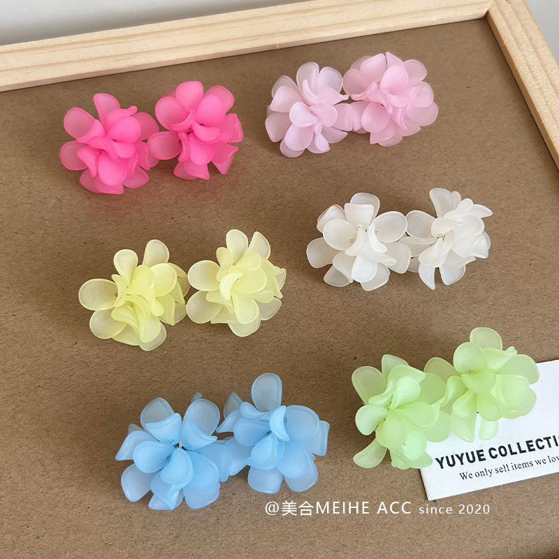 奶昔色花瓣~夏日清新奶油色系亚克力花朵耳环耳饰女糖果花卉耳钉