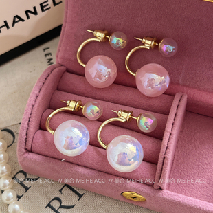 糖果百利甜~韩版精巧气质珠光珍珠后挂两种戴法耳环耳饰女高级感