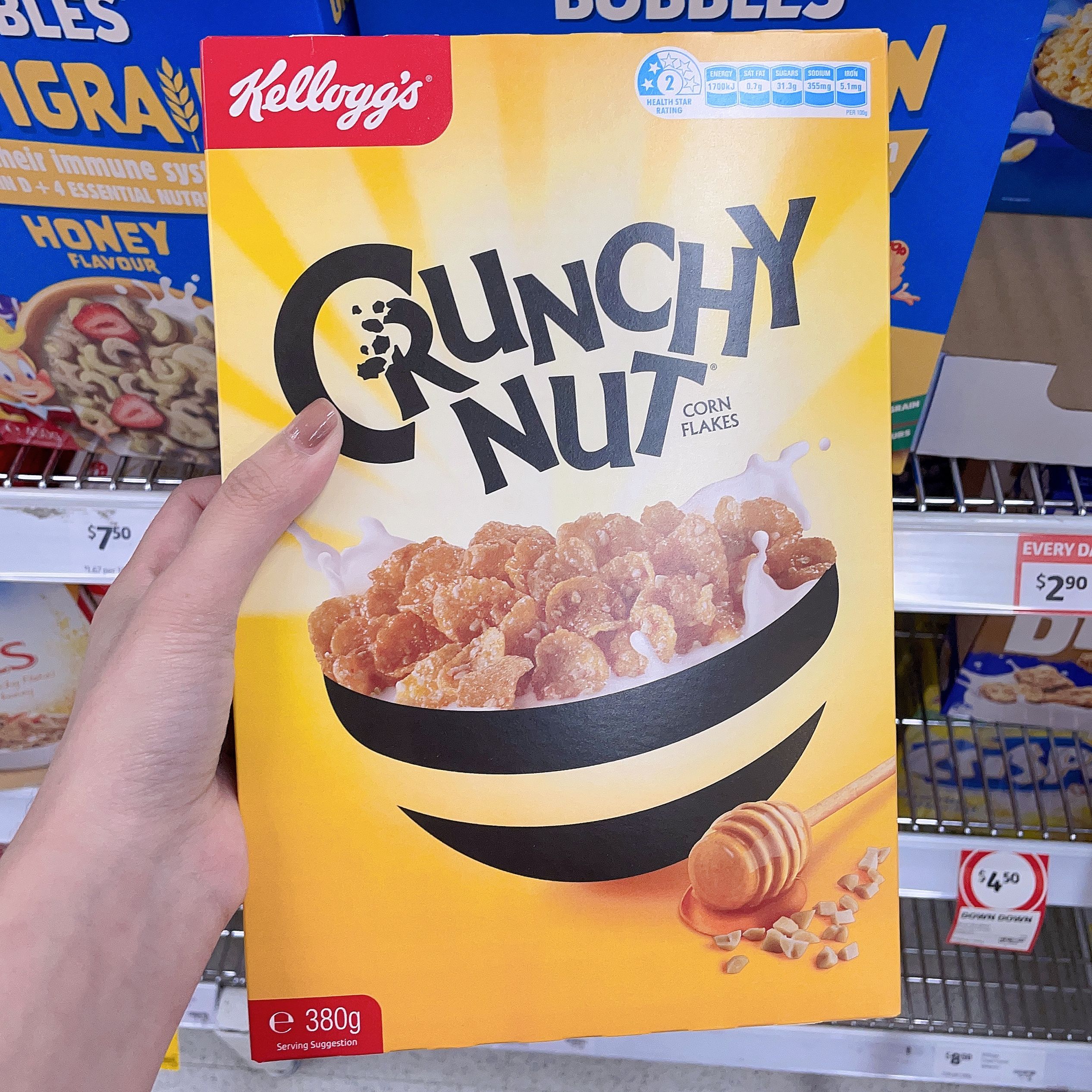 M家澳洲Kelloggs家乐氏Crunchy Nut早餐蜂蜜玉米片麦片 380g