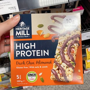 澳洲代购直邮 Heritage Mill 无麸质高蛋白巧克力水果坚果棒 200g