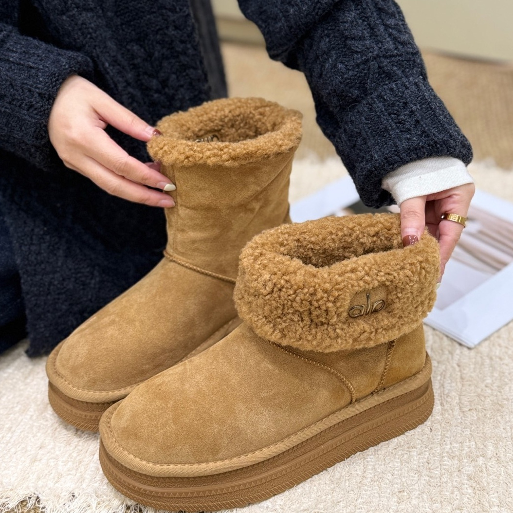 两穿雪地靴厚底毛毛短靴防滑棉鞋