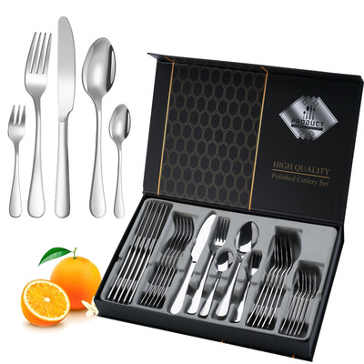 不锈钢餐具30件套1010餐具礼盒套装跨境酒店西餐甜品勺牛排刀叉勺