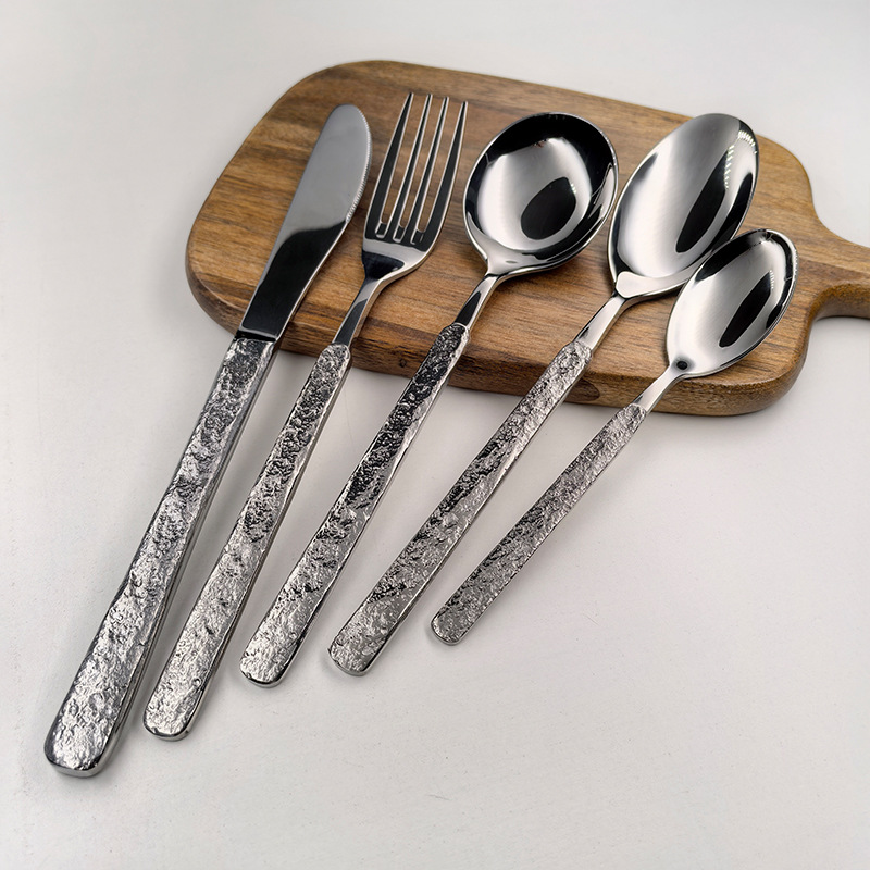 304不锈钢牛排刀叉德式石纹西餐勺酒店用品西餐刀西餐叉套装