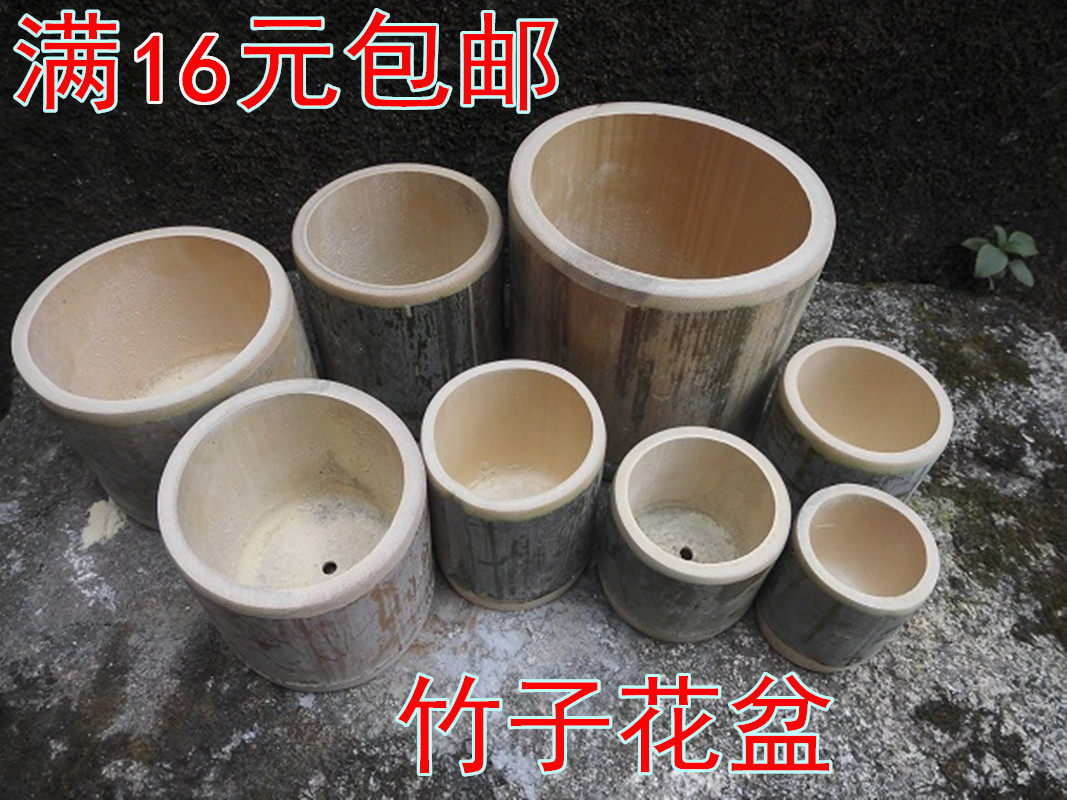 定做竹筒花盆 打孔打磨竹筒 楠竹现做发货 干花盆种花养花竹盆子