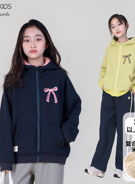 超厚绒复合绒女童连帽外套2025冬中大童轻盈保暖加厚棉服中小学生
