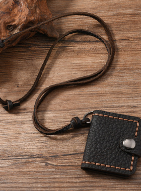 复古皮质吊坠可调节项链毛衣链