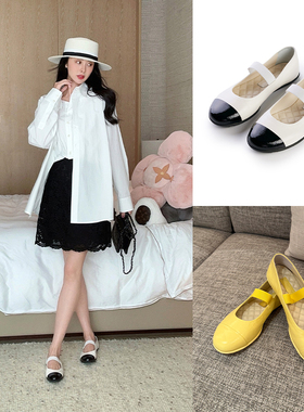 TRACY CHU生日黑白拼色熊猫/黄色舒适娃娃鞋软底鞋百搭裙子专用鞋