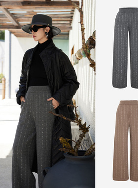 TRACY CHU灰色/驼色lp原绒cashmere星星高级感高腰休闲百搭羊绒裤