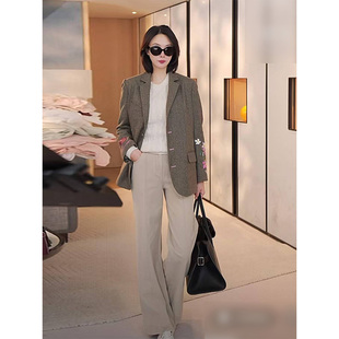 新品 TRACYCHU卡其色明线直腿牛仔裤 摆脱路人感春季 休闲款 气质时尚